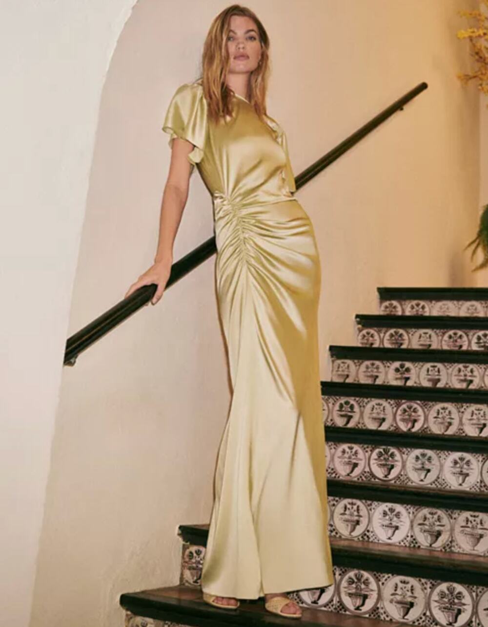 Veronica Beard Huntleigh Ruched Silk-Blend Satin Gown
